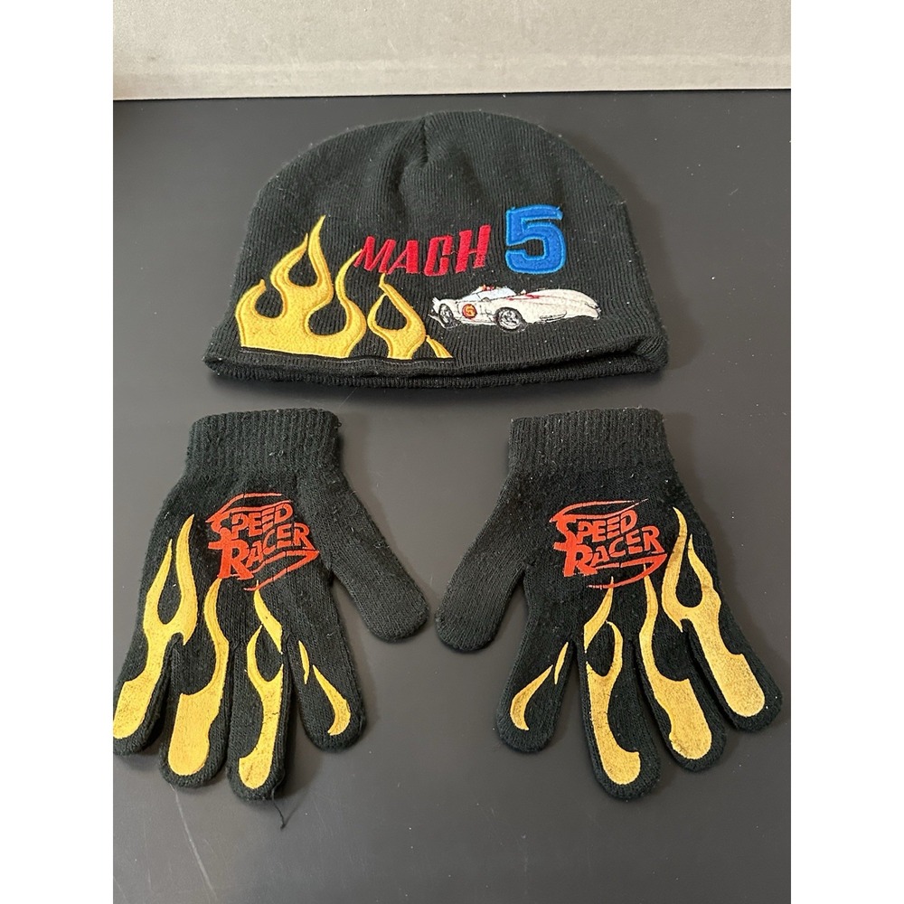 Vintage Speed Racer Mach 5 Beanie‎ & Gloves Youth Size